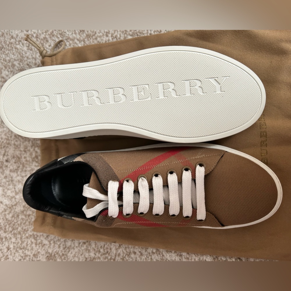 Burberry Cotton and Leather Sneakers